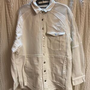 Listicle White Textured Button Down Shirt